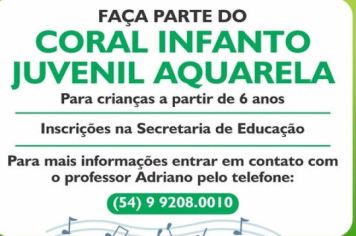 Faça sua inscrição para o Coral Infanto Juvenil Aquarela