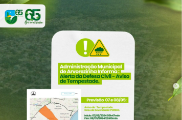 Administração de Arvorezinha em Alerta: Defesa Civil Adverte sobre Tempestade Severa. 