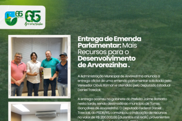 Entrega de Emenda Parlamentar. 