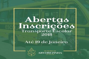 ABERTA AS INSCRIÇÕES PARA O TRANSPORTE ESCOLAR 2018