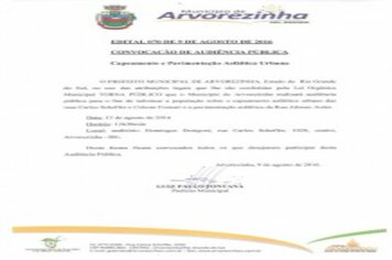 Convocação de audiência pública sobre Capeamento e Pavimentação Asfáltica Urbana