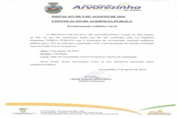 Convocação de audiência pública sobre Pavimentação asfáltica rural