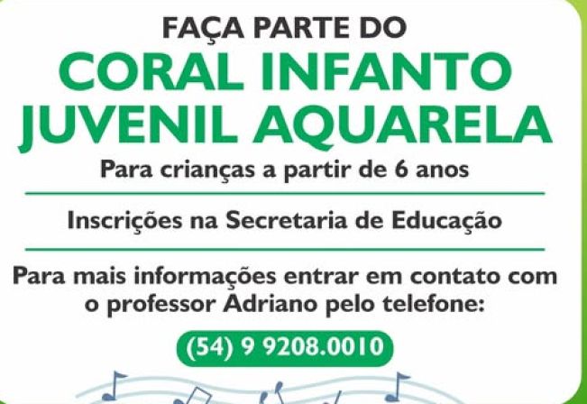 Faça sua inscrição para o Coral Infanto Juvenil Aquarela