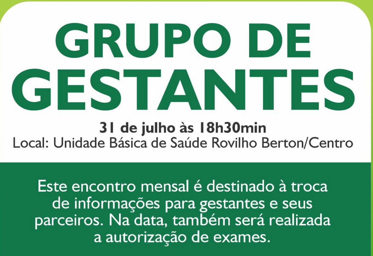 Encontro do Grupo de Gestantes acontece no dia 31 de julho