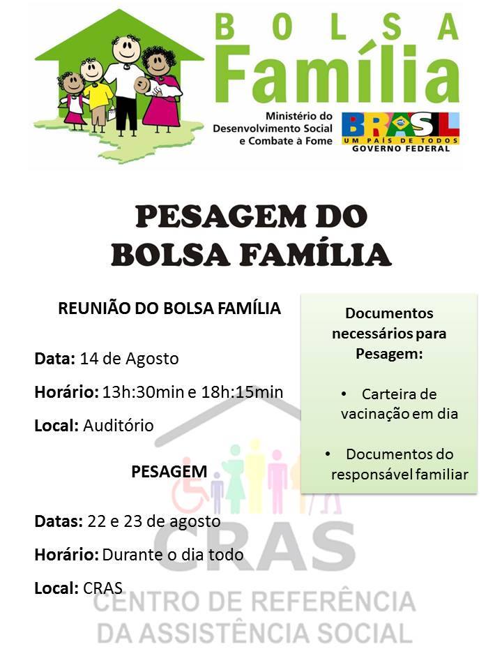 ATENÇÃO BENEFICIÁRIOS DO PROGRAMA BOLSA FAMÍLIA