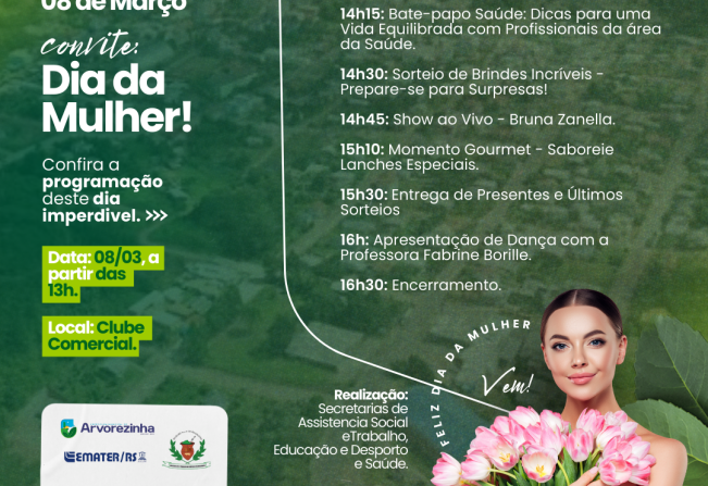 Convite Especial: Celebração do Dia da Mulher em Arvorezinha.