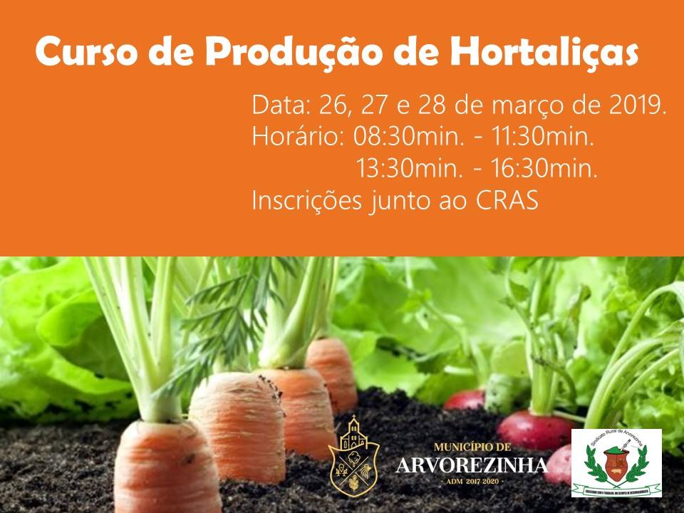 ESTÃO ABERTAS AS INSCRIÇÕES PARA O CURSO DE PRODUÇÃO DE HORTALIÇAS