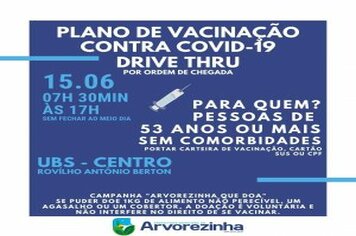 ATENÇÃO É AMANHÃ‼ TERÇA-FEIRA 15 DE JUNHO‼ PESSOAS ACIMA DE 53 ANOS COMPLETOS PODERÃO SER VACINADOS CONTRA A COVID-19 COM A PRIMEIRA DOSE