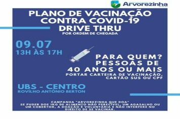 ATENÇÃO‼ SEXTA-FEIRA 09 DE JULHO‼ PESSOAS ACIMA DE 40 ANOS COMPLETOS PODERÃO RECEBER A 1ª DOSE  DA VACINA CONTRA A COVID-19