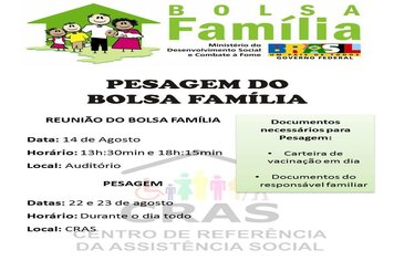 ATENÇÃO BENEFICIÁRIOS DO PROGRAMA BOLSA FAMÍLIA