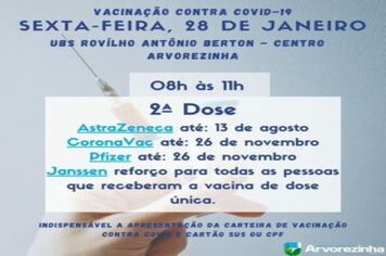 ATENÇÃO!! VACINAÇÃO CONTRA COVID-19 SERÁ NESTA SEXTA-FEIRA(28/01)
