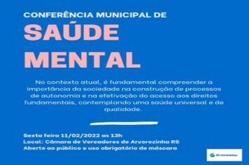 VEM AÍ CONFERÊNCIA MUNICIPAL DE SAÚDE MENTAL