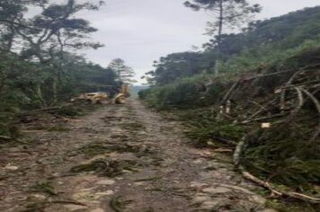 SECRETARIA DE OBRAS TRABALHOU NA DESINTERDIÇÃO DAS ESTRADAS NA MANHÃ DE SÁBADO 27/03