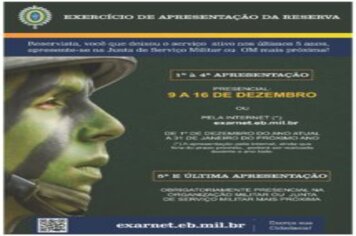 ️ATENÇÃO RESERVISTAS‼  FIQUE ATENTO AO EXERCÍCIO DE APRESENTAÇÃO DA RESERVA‼