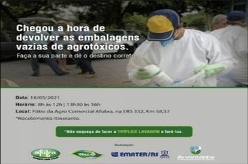 AGROTÓXICOS: DEVOLUÇÃO DE EMBALAGENS VAZIAS DE DEFENSIVOS AGRÍCOLAS