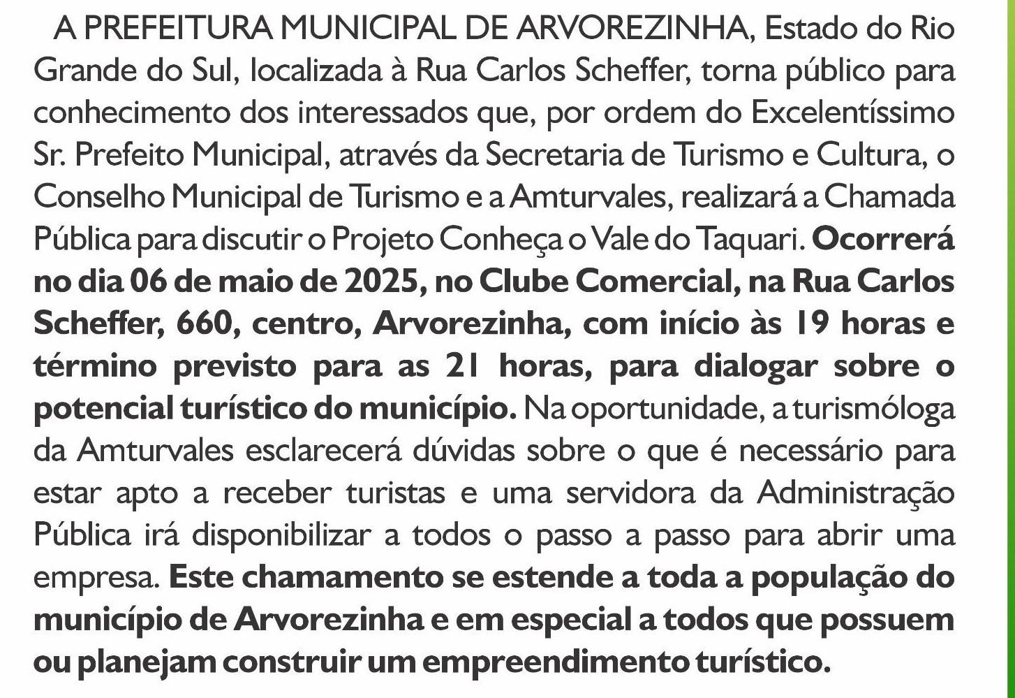 AVISO DE CHAMAMENTO PÚBLICO