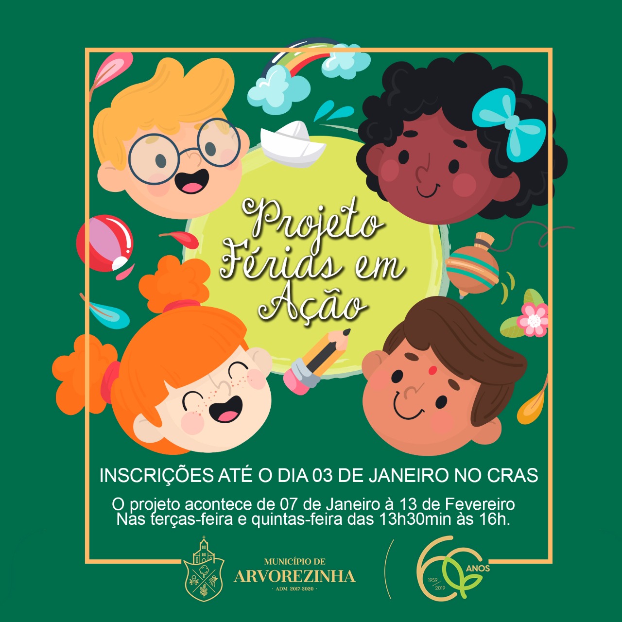 PROJETO FÉRIAS EM AÇÃO INICIA DIA 07 DE JANEIRO