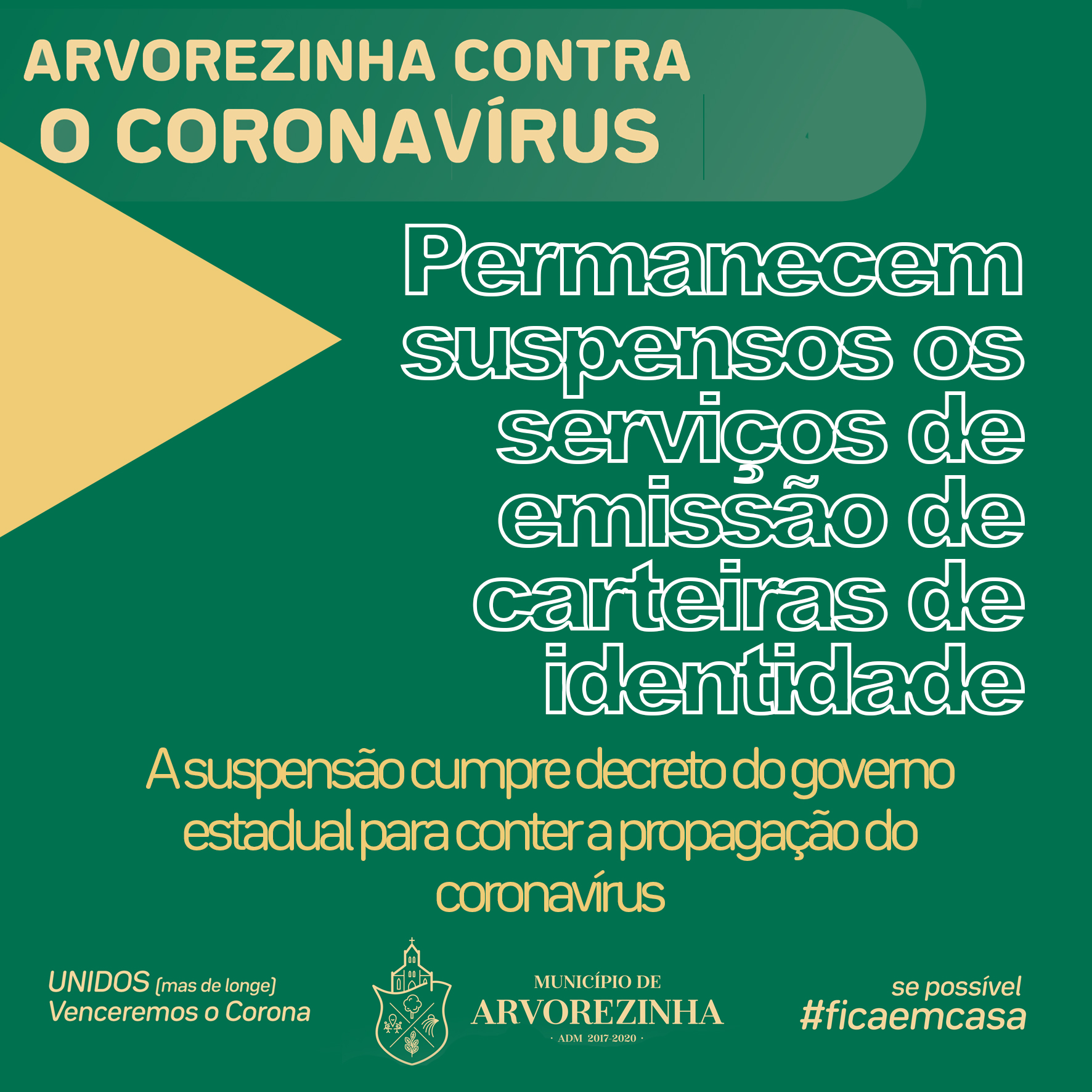 Posto de Identificação de Arvorezinha informa que permanecem suspensos os serviços de emissão de Carteira de Identidade até 18 de maio