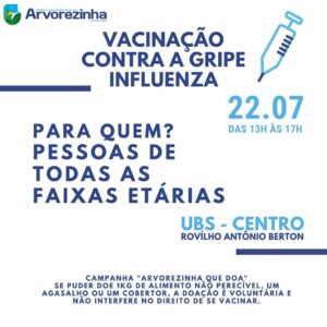 AMANHÃ (22/07) É DIA DE VACINAÇÃO CONTRA A GRIPE/INFLUENZA‼️